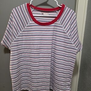 SO Red and Blue Striped Short Sleeve Tee